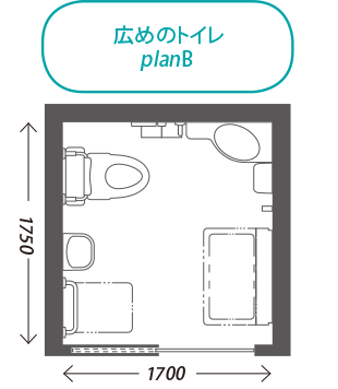 男女共用個室トイレプラン例（広めのトイレplanB）